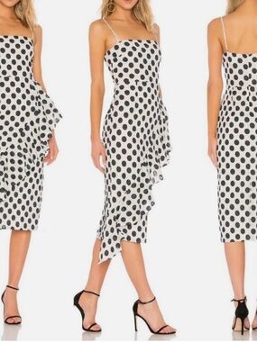 Lovers + Friends Black and White Polka Dot Midi Dress